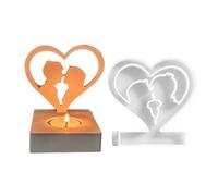 Molde de resina de corazón - Soporte para velas de té de corazón, molde de resina con forma, diseño de pareja de besos de silicona para centro de mesa, bandeja de velas votivas