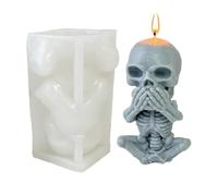 Molde de resina de cráneo, molde de bloque de hielo de cráneo | Escuchar no hablar mal 3D -estatua de cráneo herramienta de fabricación | Figuras coleccionables Decoración del hogar Acentos Molde