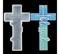 Molde de resina de freshie para coche con colgante de cruz de Faith, molde de silicona religioso para hacer cuentas de aroma para coche, jabón, resina, velas, dulces, decoración colgante de cruz bendita