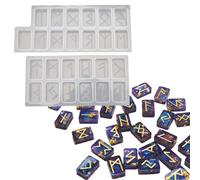 Molde de resina de runas Szecl, molde de fundici n de resina de piedras r nicas con alfabeto Futhark antiguo grabado, molde de cristales de bruje