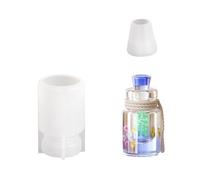 Molde de resina en forma de botella con silicona separada, sección 7 | Forma de fundición en forma de botella, cuerpo distintivo y piezas de tapón, configuración enfocada para proyectos