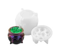 Molde de resina epoxi Caldero de Halloween - Silicona uso aficiones creativas | Reutilizable y fácil -a -unmold moldes de producción de adornos, estatuas, decoraciones