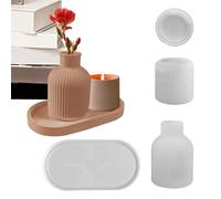 Molde de resina genérico para florero de flores 3D - de silicona con forma de ramo, soporte para bolígrafo de rayas, gran candelabro de pequeña | Contenedor de velas de hormigón, bandeja