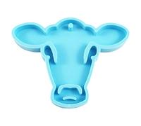 Molde de resina hecho a mano con diseño de animal brillante para decoración de cadena de cabeza de vaca, llavero de resina, herramientas de medición de sílice
