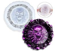 Molde de resina, molde de silicona para cenicero, diseño de calavera de Halloween, manualidades, regalo, resina epoxi, moldes de fundición de esqueletos, molde de almacenamiento de joyas para fiestas