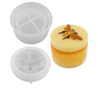 Molde de resina para tarro de abeja de miel con tapa, molde de silicona para tarro, molde de arcilla de cemento, molde de caja de almacenamiento de resina epoxi