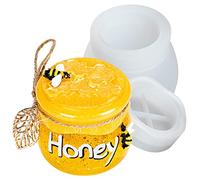 Molde de resina para tarro de miel de silicona con tapa de rosca, contenedor de almacenamiento de botellas