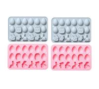 Molde De Silicona 4Pcs Huevo De Pascua Conejo Patrón Silicona Chocolate Caramelo Galleta MoldeAzul Rosa