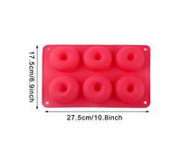 Molde de silicona antiadherente para rosquillas (rojo) de 6 cavidades, para hornear postres de chocolate,