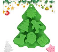 Molde de silicona | Cavity Candy Baking Trays | Xmas Tree Snowman Snowflake Gingerbread Star Man Molds | Christmas Shapes Mould for Cake Soap Ice Cookie Food Crafts Fondant Holiday