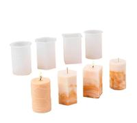 Molde de silicona cilíndrico geométrico for manualidades, jabón hecho a mano, vela perfumada yeso, moldes resina, 3D simples, 4 Uds para Velas(Style01)