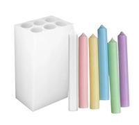 Molde de silicona con 6 agujeros, forma cilíndrica puntiaguda, molde largo de fundición para la fabricación de velas, fácil extracción suave, de abejas, resina epoxi, molde para decoración de