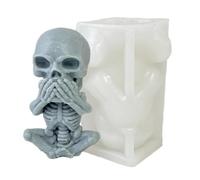 Molde de silicona con diseño de calavera - See Speak Hear No Evil - Herramienta para hacer figuras coleccionables para decoración del hogar, decoración del hogar, decoración del hogar, manualidades de