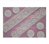 Molde de silicona con diseño de flores rosas de 39 x 20 cm, para decoración de pasteles, moldes de encaje, fondant, molde de silicona para tartas, molde para pasteles, molde de silicona para