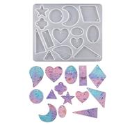 Molde de silicona con diseño de hoja de estrella, corazón y luna con agujero para pendientes, moldes para aretes de resina para mujeres, niñas, adolescentes, estrellas, lunas, moldes de resina
