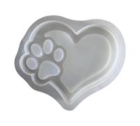 Molde de silicona con estampado de pata - decoraciones Molde epoxi Heart Paw Print | Moldes de silicona de encantoo de vela versátil | Clay Moldd Keychain personalizado para arcilla de jabón de yeso