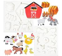Molde de silicona con forma de animales de granja para fondant decoraciones para cupcakes y pasteles juego de 2 piezas