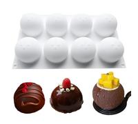 Molde de silicona con forma de bola de 8 cavidades - Molde de silicona con forma de bola de 6 cm de diámetro para chocolate, gelatina, mousse, pasteles, helados, jabón y bricolaje (incluye un cepillo)