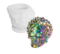 Molde de silicona con forma de calavera texturizada con flexible, herramienta de cera decorativa para mesas de Halloween, estantes góticos, ideas de exhibición hechas a mano, molde de vela de de