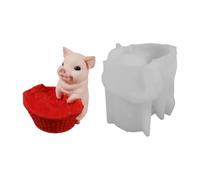 Molde de silicona con forma de cesta de cerdos en relieve, adecuado para maceteros de resina, manualidades, joyería, contenedores decorativos, suministros de manualidades