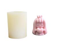 Molde de silicona con forma de chica con amor, reutilizable, aromaterapia, resina, perfumada, decoración epoxi, corazón niña molde de silicona