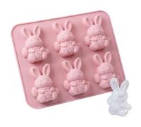 Molde de Silicona con Forma de Conejito | Molde para Hornear de 6 Cavidades, Fácil Desmoldeo | de Silicona 3D para Huevos de Pascua - Para Cupcake, Fondant, Dulces, Azúcar, Muffin, Familia y Ami