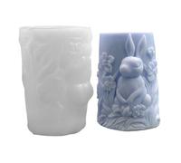 Molde de silicona con forma de conejo de Pascua - de hormigón en forma de cilindro 3D para arte y artesanía | Molde de fundición de resina epoxi - para vacaciones, bodas, mesa