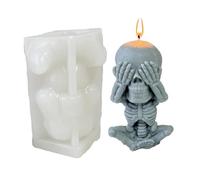 Molde de silicona con forma de cráneo, forma de cráneo, no escuche un mal figura decorativa, herramienta para hacer figuras coleccionables, acentos de decoración del hogar, molde para festivales