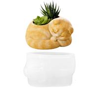 Molde de silicona con forma de flor | Gato durmiendo Forma de hormigón, molde de silicona, para cactus suculentas, macetas, portalápices y decoración en estilo rústico para celebraciones y para