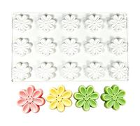 Molde de silicona con forma de flor para chocolate, bandeja de postre blanca de 15 cavidades para hornear en casa, molde de 29, 5 x 17, 5 cm para golosinas pequeñas, refrigerios de té y preparación de