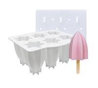 Molde de silicona con forma de fruta de estrella de 6 agujeros para helados, moldes de cubitos de hielo, moldes de paletas de grado alimenticio, moldes de silicona para crema para chocolate