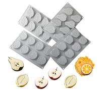 Molde de silicona con forma de fruta para tartas de mousse, antiadherente, sin BPA, pera, manzana, limón, naranja
