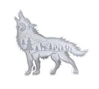 Molde de silicona con forma de lobo - Molde de resina epoxi, con árbol de montaña y luna, de Navidad | Adecuado para posavasos, arte, hogar, vacaciones, manualidades, decoración creativa