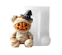 Molde de silicona con forma de oso de calabaza, 6,7x7x9,7 cm, molde artesanal reutilizable de fácil liberación para velas, jabón, resina, yeso y proyectos de hormigón | Herramienta creativa para hacer