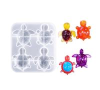 Molde de silicona con forma de tortuga de 4 celdas para llavero, bolsa de libro, colgante, creación de decoración única de resina, molde de silicona reutilizable para llavero colgante