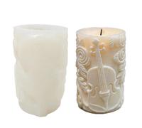 Molde de silicona con forma de violín para elaborar velas y decoraciones elegantes, molde para velas en relieve para violín