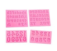 Molde de silicona con números y letras del alfabeto de silicona, molde de chocolate, moldes de silicona, moldes de fundición, números para hornear, 4 unidades
