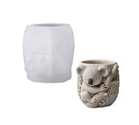 Molde de silicona con patrón de koala para macetero de resina decorativo hecho a mano, accesorios de oficina, molde de silicona para macetas