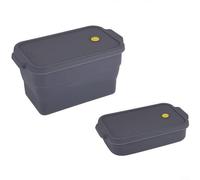Molde de silicona con tapa, bandeja plegable sin pan para hornear pan, pastel de carne y pasteles, 22,5 x 12,5 x 12,5 cm, color gris