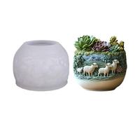 Molde de silicona con textura de cabra para manualidades de resina, ideas de regalo únicas, patrón de cabra, maceta
