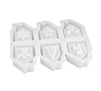 Molde de silicona Cottage para hacer cera, forma artesanal de 6 cavidades con detalles de estrella, árbol, ciervo, corazones, de nieve y figuras pequeñas, portavelas en forma de
