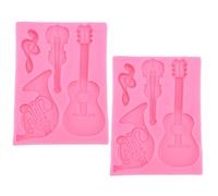Molde de silicona de 2 uds, molde de Fondant de nota musical, molde de saxofón de violín de guitarra bonita, molde de Chocolate, molde de pastel, molde de decoración, suministros de panadería
