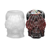 Molde De Silicona De Calavera - Molde Ďe Vela Đe Calavera D́e Halloween Hecho A Mano, Ḿolde D̄e Fundición Dé Resina DIY, Portavelas Perfumado Ďé Aromaterapia | Soporte Para Brochas Đé Maquillaje, M̀ol