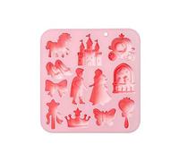 Molde de silicona de chocolate de princesa de hada, 12 cavidades, príncipe castillo 3D, carruaje, zapatos de cristal, espejo, mariposa, corona de silicona, molde para cubitos de hielo de silicona