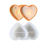 Molde De Silicona De Doble Corazón - Moldes De Silicona De Doble Corazón | Molde De Placa De Cera Impermeable Para El Escritorio De La Casa Ornamento, Suministros De Fabricación De Velas De Yeso I