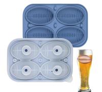 Molde de silicona de fútbol con 4 formas 3D, diseño deportivo de silicona, molde para chocolate, fondant, cócteles, tartas, café, agua, frigorífico, congelador