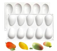 Molde de silicona de mango 3D para postres de silicona para hornear, gelatina, mousse, fondant, bombones, frutas y chocolate, molde de silicona reutilizable (29,7 x 17,4 x 2 cm, 10 huecos)