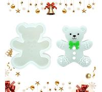 Molde de silicona de oso de pan de jengibre - moldes de silicona de Navidad - moldes de oso de pan de jengibre | Molde de pastel con temas navideños flexibles no estatales, herramienta resistente al c