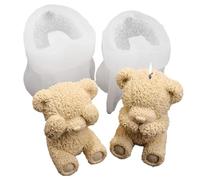 Molde de silicona de oso, molde de oso, 2 piezas linda silicona de peluche, moldes suaves sin palos para chocolate, vela, budín, jabón, peluche