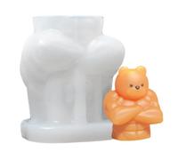 Molde de silicona de oso, molde de oso muscular 3D, herramienta de manualidades de dibujos animados de 1.9 x 1.5 pulgadas, suministro de arte hecho a mano, moldes para hacer adornos para el hogar para